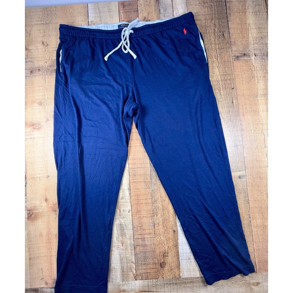 Polo Ralph Lauren Mens 3X Navy Blue Pajama Lounge Pants Drawstring Red Pony